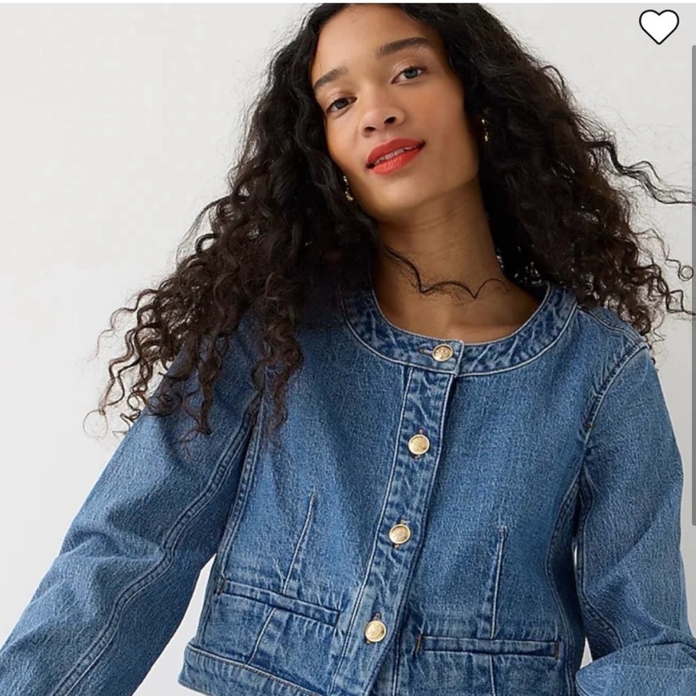 J. Crew Blue Jean Jacket with Gold Buttons